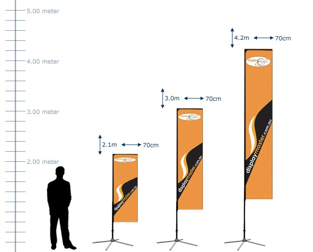 Tension Flag Stand. Single Side Tension Flag, Double Side Tension Flag - Three Sizes: Small, Medium, Large
