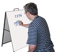 A-Frame sign, Sandwich board sign - Steel frame, whiteboard 